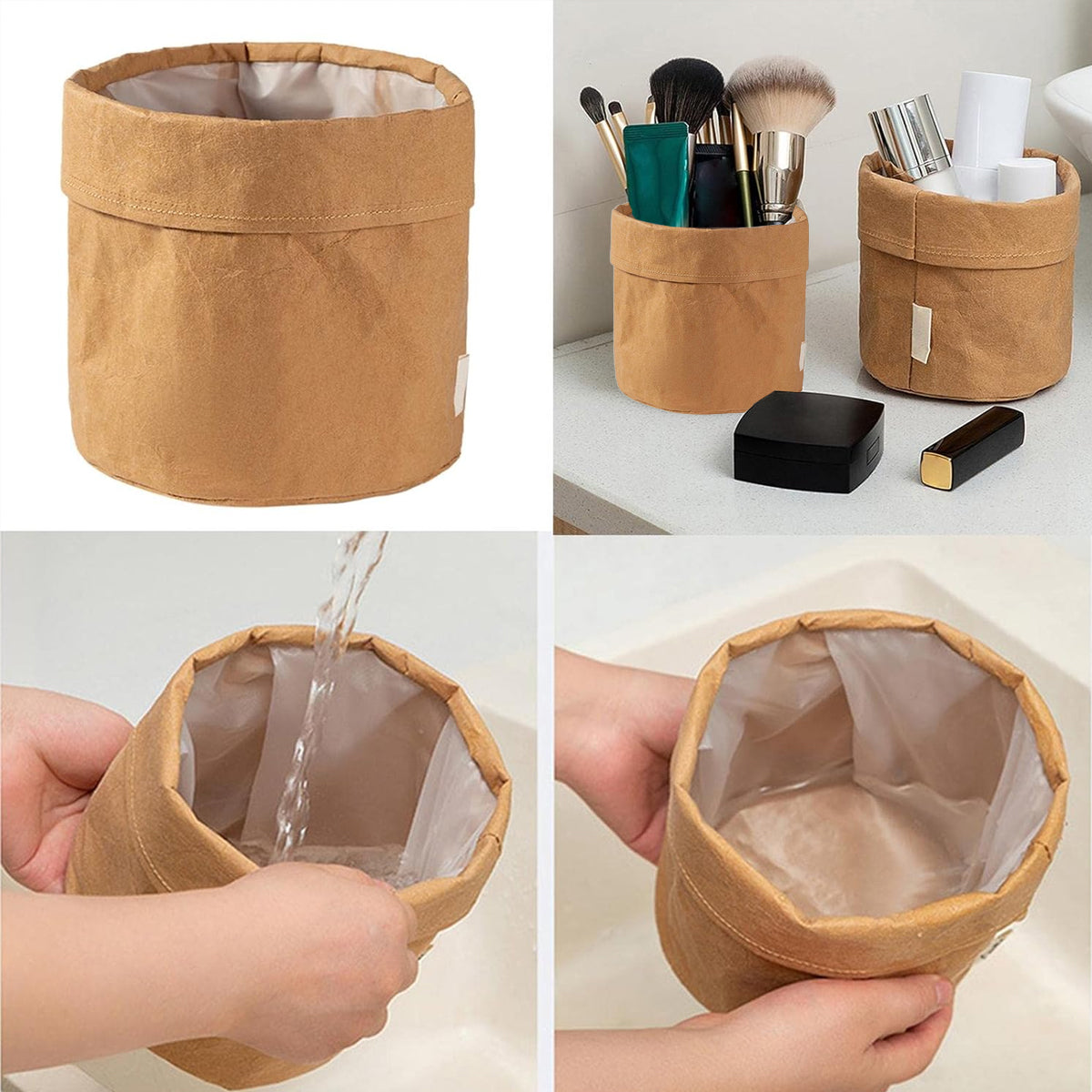 3PCS Waterproof Kraft Paper Gift Bags Durable Storage Bags