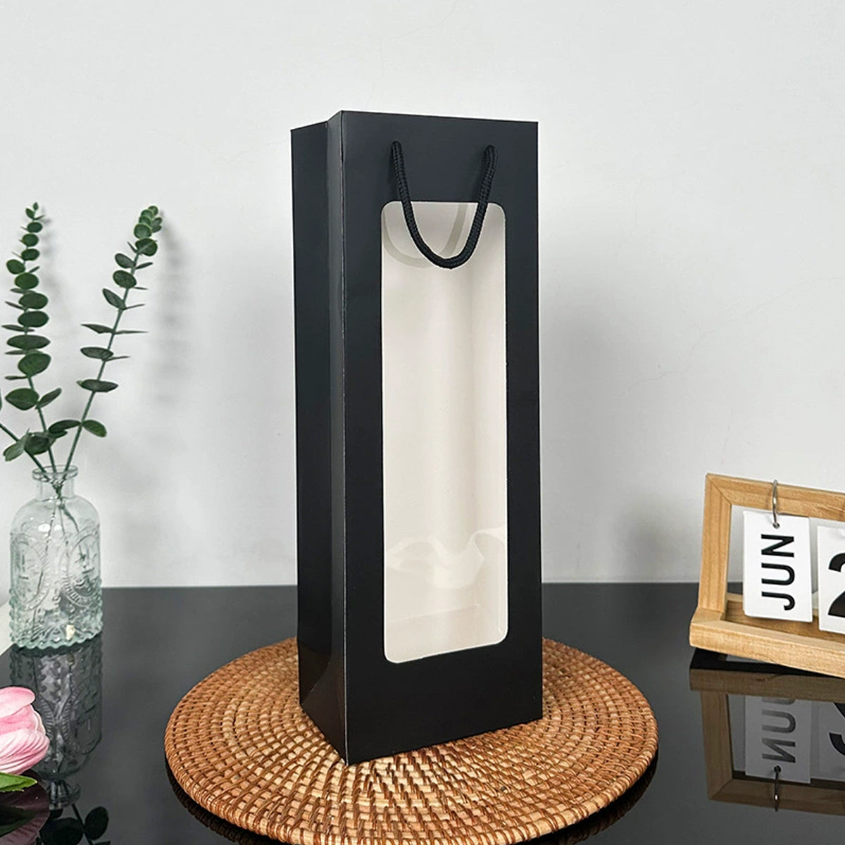 30PCS Wine Gift Bags with Clear Window Drawstring Bottle Bags