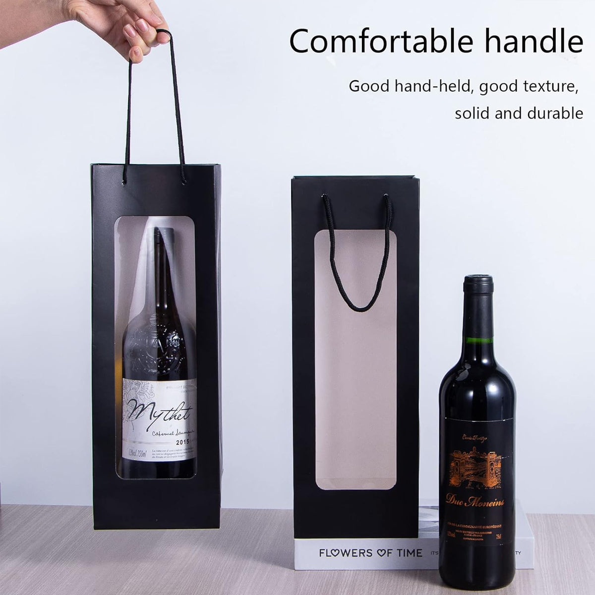 30PCS Wine Gift Bags with Clear Window Drawstring Bottle Bags