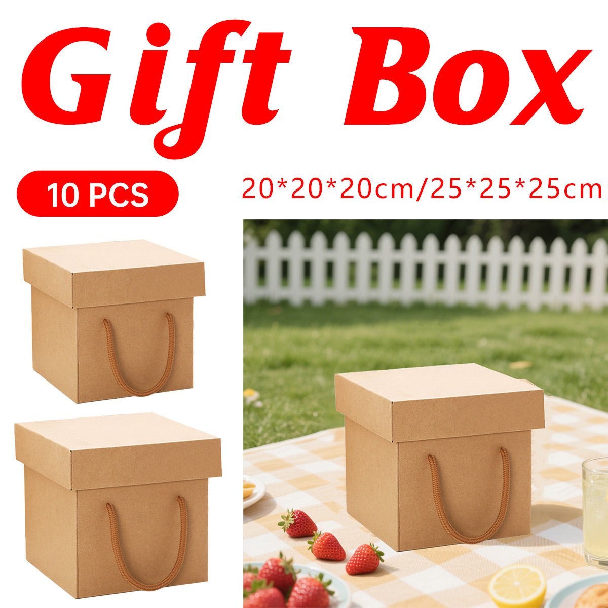 10PCS Kraft Paper Gift Box Recyclable Durable for Birthday Christmas Wedding