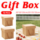 10PCS Kraft Paper Gift Box Recyclable Durable for Birthday Christmas Wedding