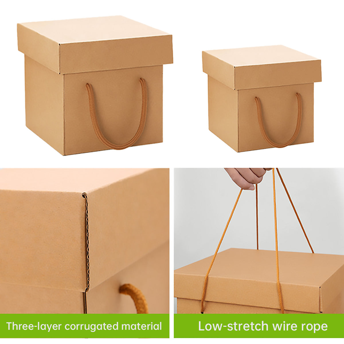 10PCS Kraft Paper Gift Box Recyclable Durable for Birthday Christmas Wedding