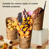 50PCS 14oz Slant Top French Fry Paper Cups Greaseproof Kraft Snack Containers