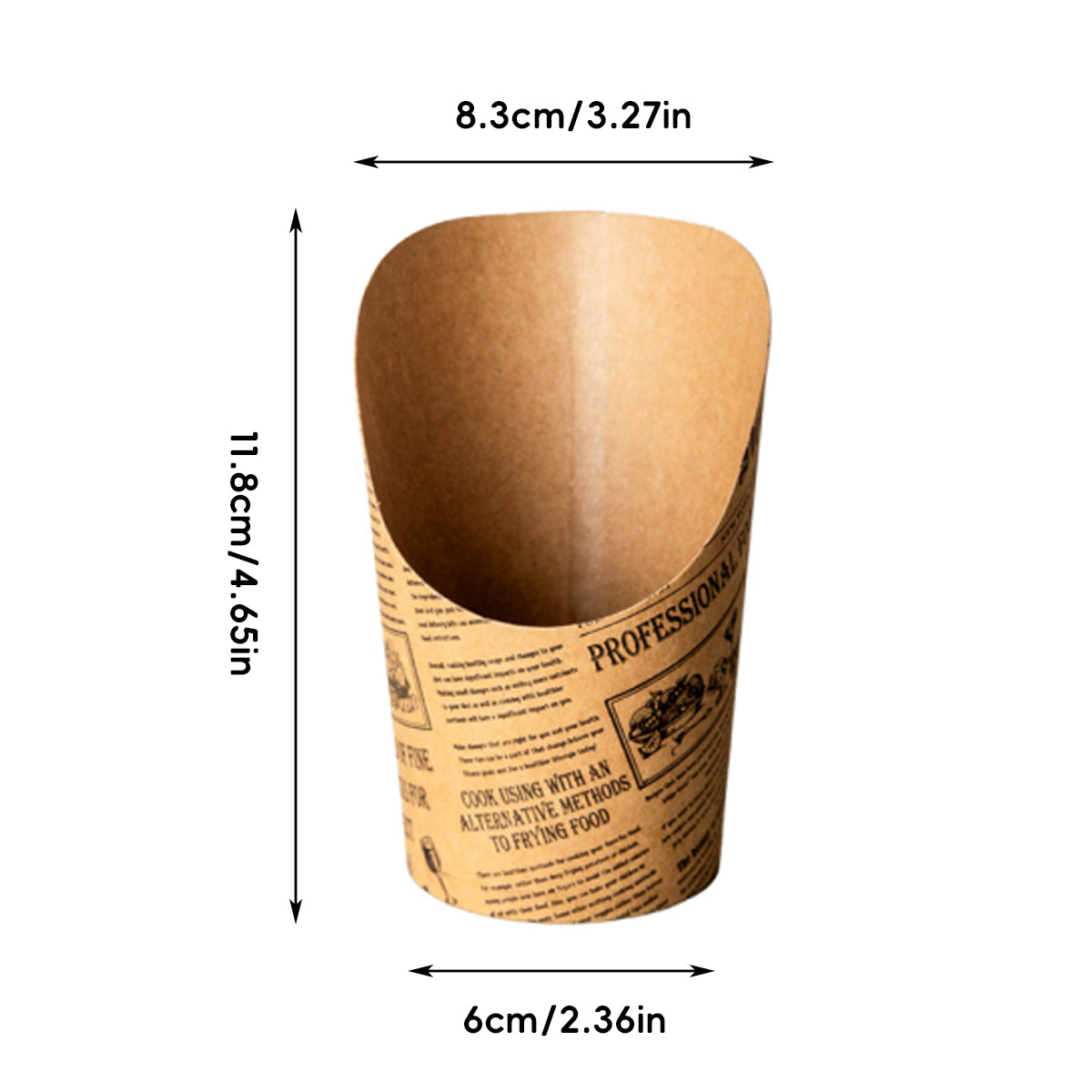 50PCS 14oz Slant Top French Fry Paper Cups Greaseproof Kraft Snack Containers