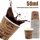300PCS 50ml Mini Disposable Paper Cups Coffee Print Party Use