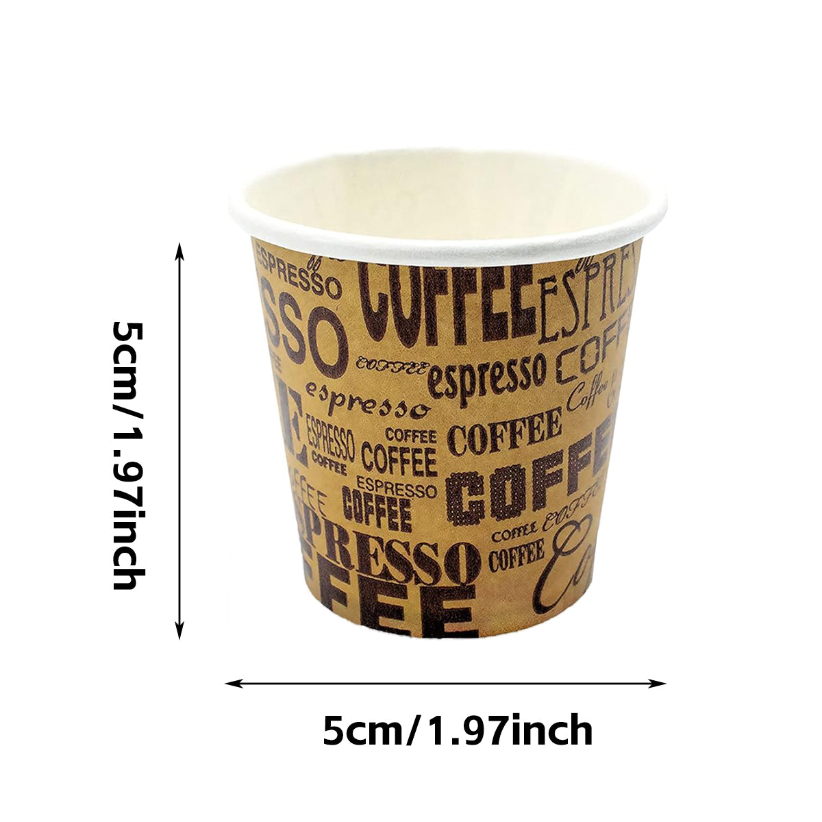 300PCS 50ml Mini Disposable Paper Cups Coffee Print Party Use