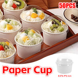 50PCS Baking Paper Cups with Lids Food-Grade Heat Resistant
