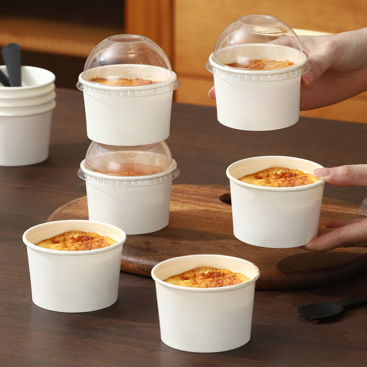 50PCS Baking Paper Cups with Lids Food-Grade Heat Resistant