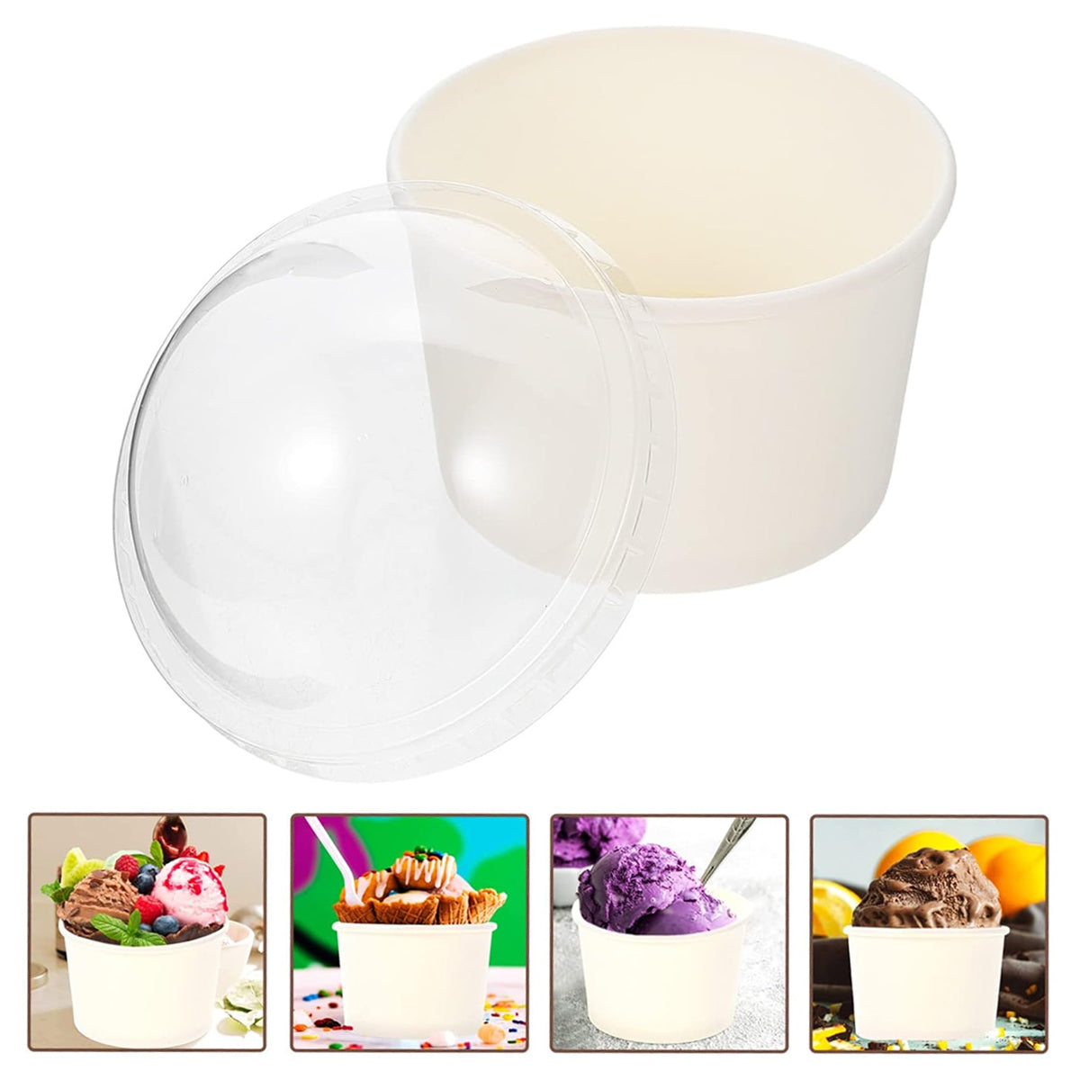 50PCS Baking Paper Cups with Lids Food-Grade Heat Resistant