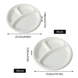 50PCS 9/10 Inch Pulp Plates 3-Compartment Oil Water Proof