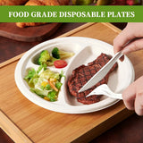50PCS 9/10 Inch Pulp Plates 3-Compartment Oil Water Proof