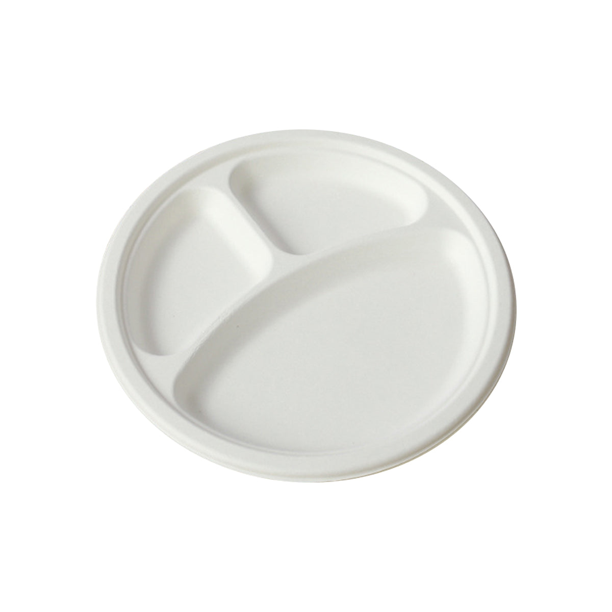 50PCS 9/10 Inch Pulp Plates 3-Compartment Oil Water Proof