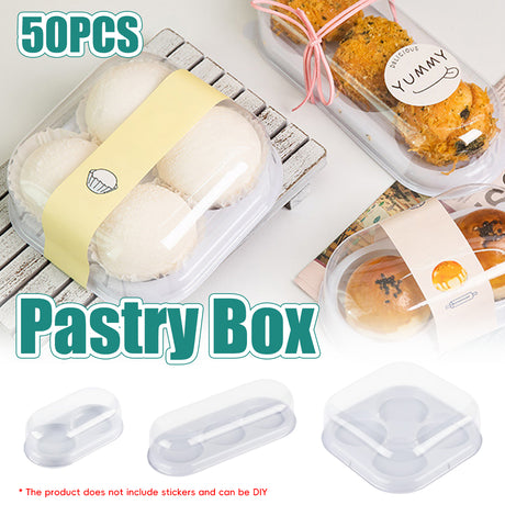 50PCS Food-Grade Clear Pastry Gift Boxes for Cake Cookie Muffin Display