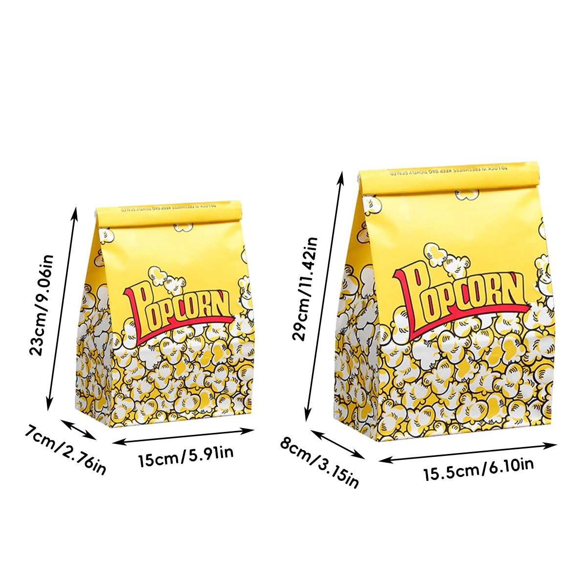 50PCS Disposable Popcorn Paper Bags Oil-Proof Food Packaging for Snacks