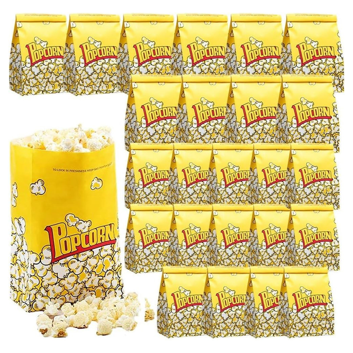 50PCS Disposable Popcorn Paper Bags Oil-Proof Food Packaging for Snacks