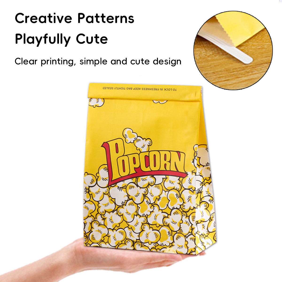 50PCS Disposable Popcorn Paper Bags Oil-Proof Food Packaging for Snacks