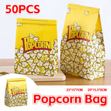 50PCS Disposable Popcorn Paper Bags Oil-Proof Food Packaging for Snacks