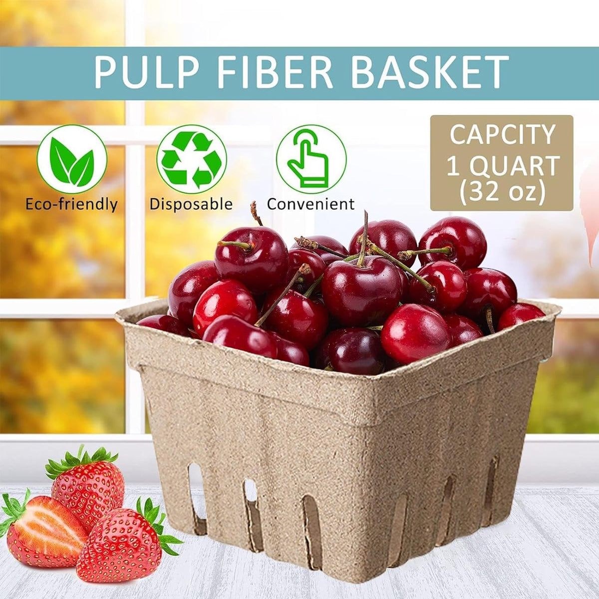 60PCS Biodegradable Pulp Fruit Boxes for Produce Storage
