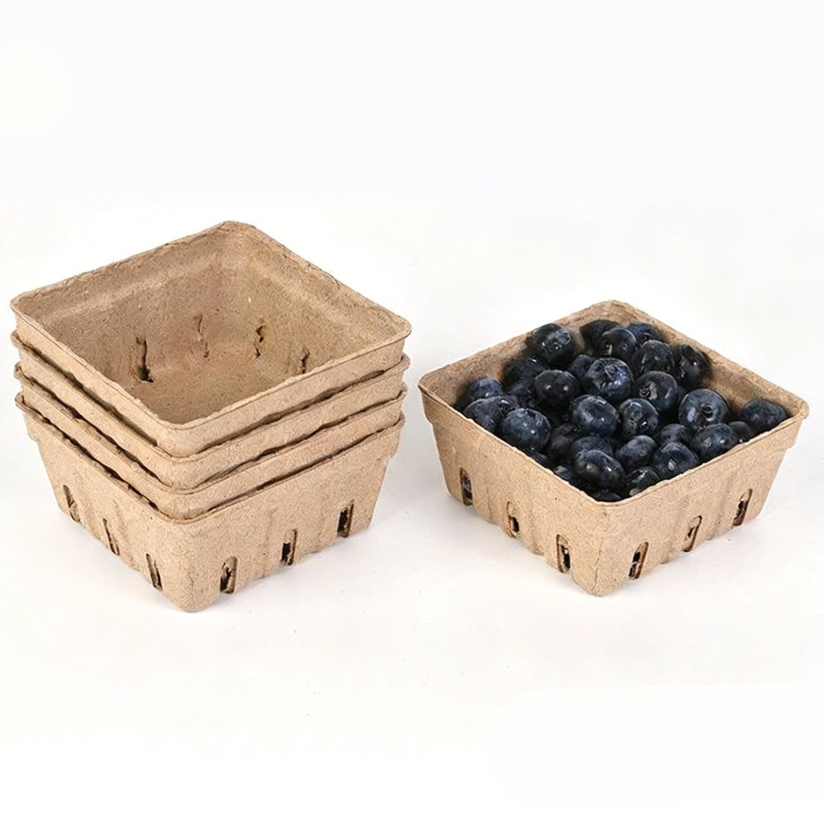 60PCS Biodegradable Pulp Fruit Boxes for Produce Storage
