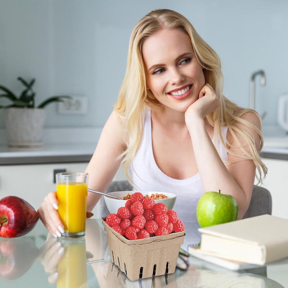 60PCS Biodegradable Pulp Fruit Boxes for Produce Storage