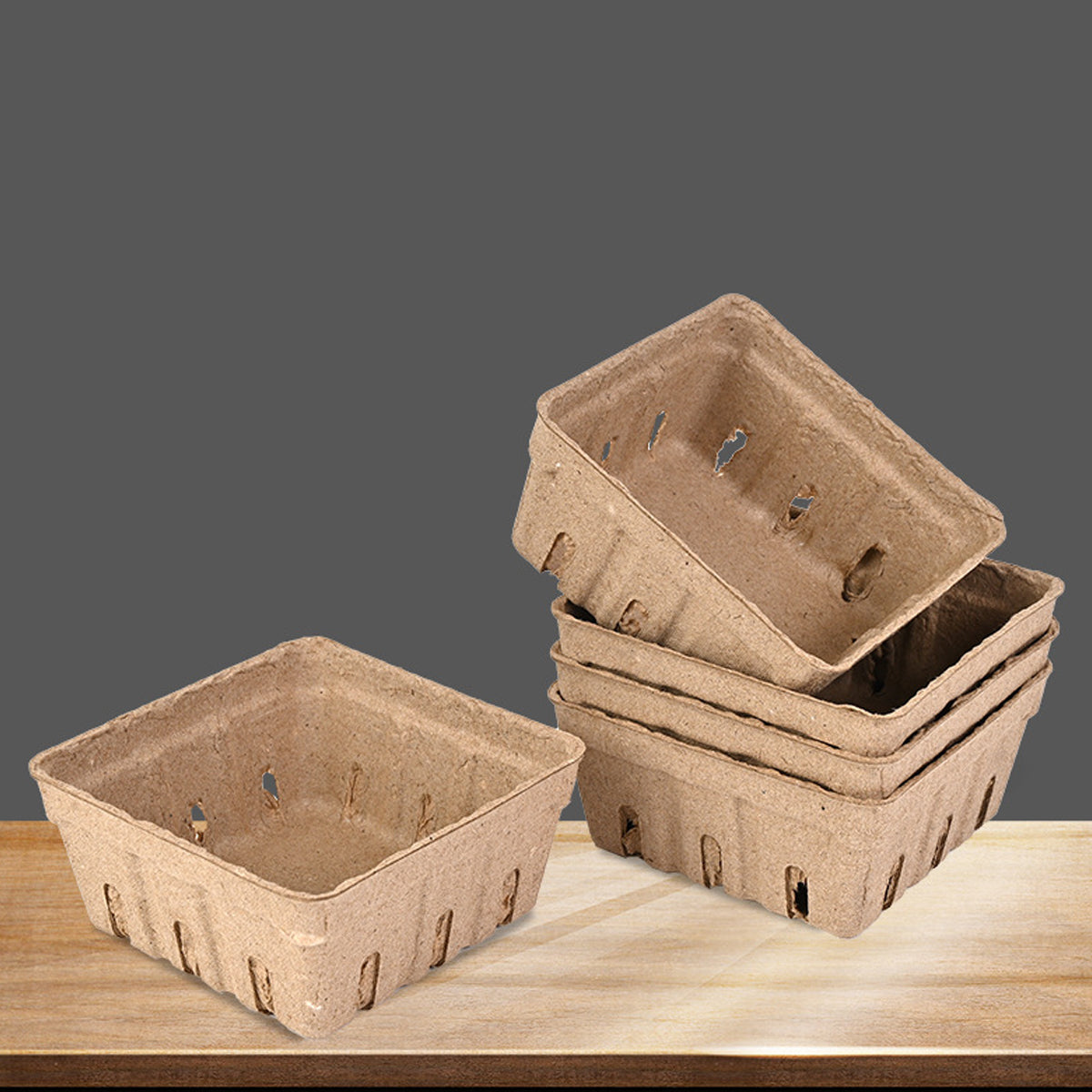 60PCS Biodegradable Pulp Fruit Boxes for Produce Storage