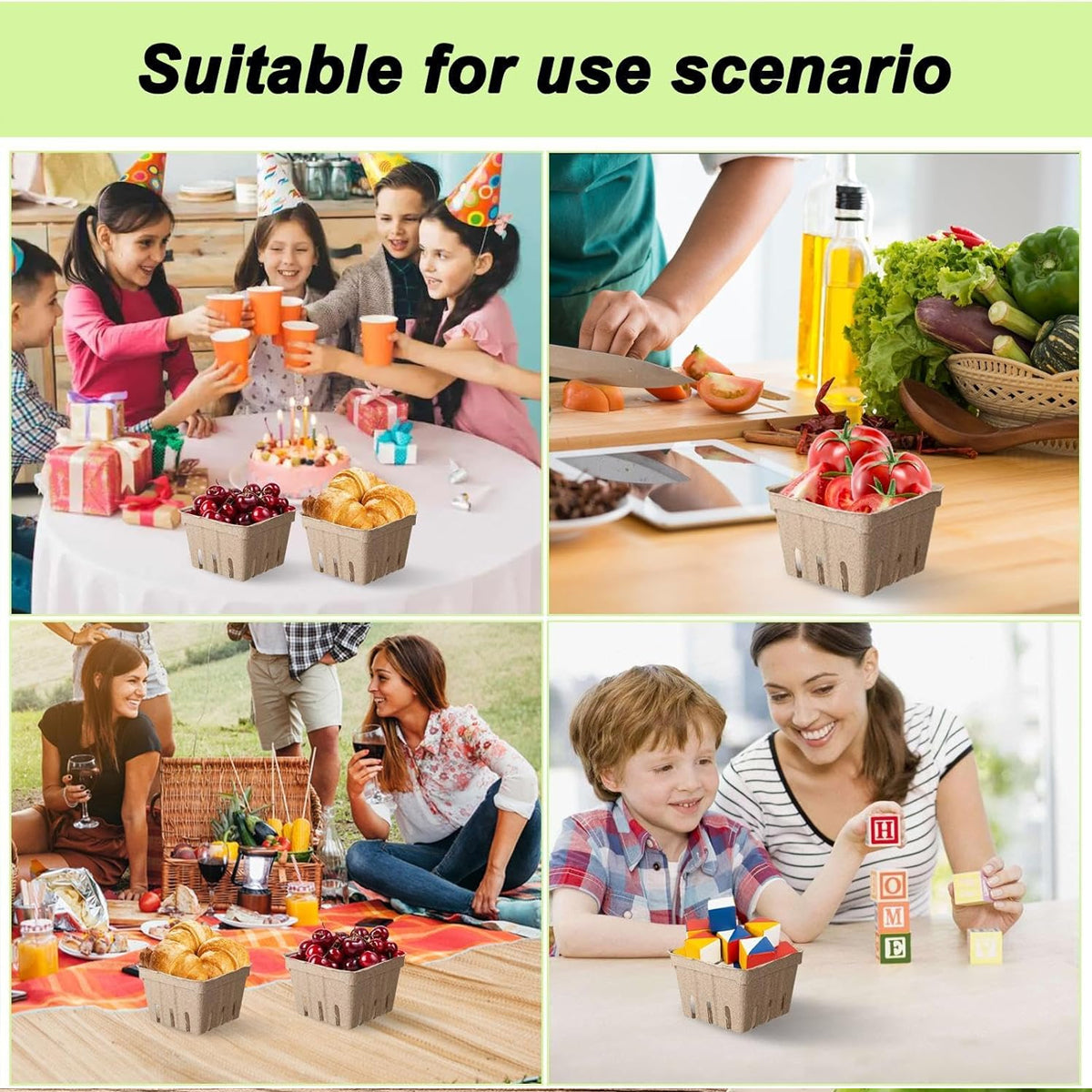 60PCS Biodegradable Pulp Fruit Boxes for Produce Storage