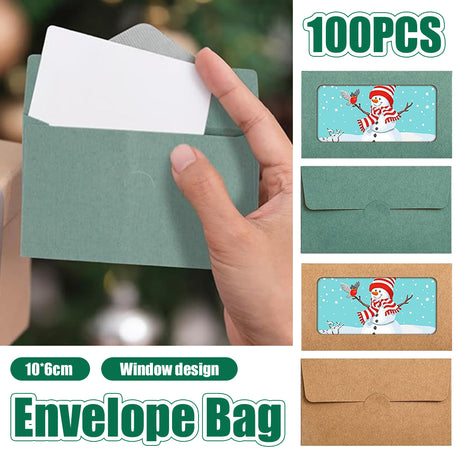 100PCS Kraft Paper Envelopes with Clear Window Self-Seal Mailing Bags