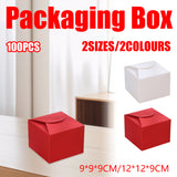 100PCS Square Pastry Cake Box Kraft Paper Dessert Packaging