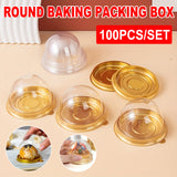 Round Gold Plastic Bakery Packaging Boxes 100PCS