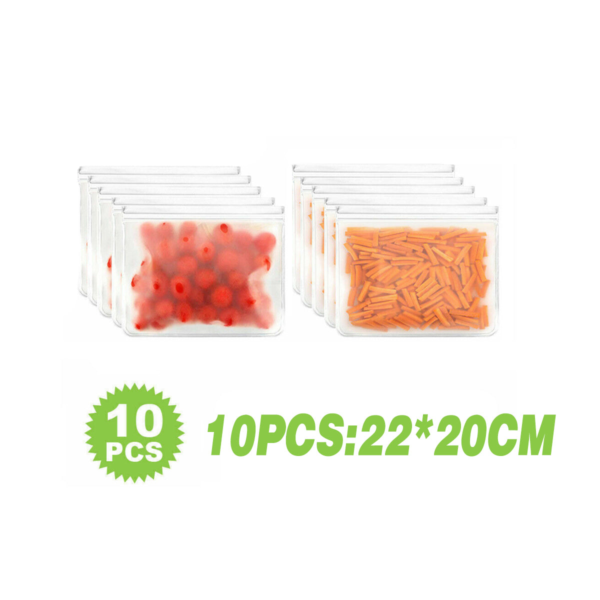 Food Storage Bags 10-40PCS PEVA Silicone Reusable Zip Lock