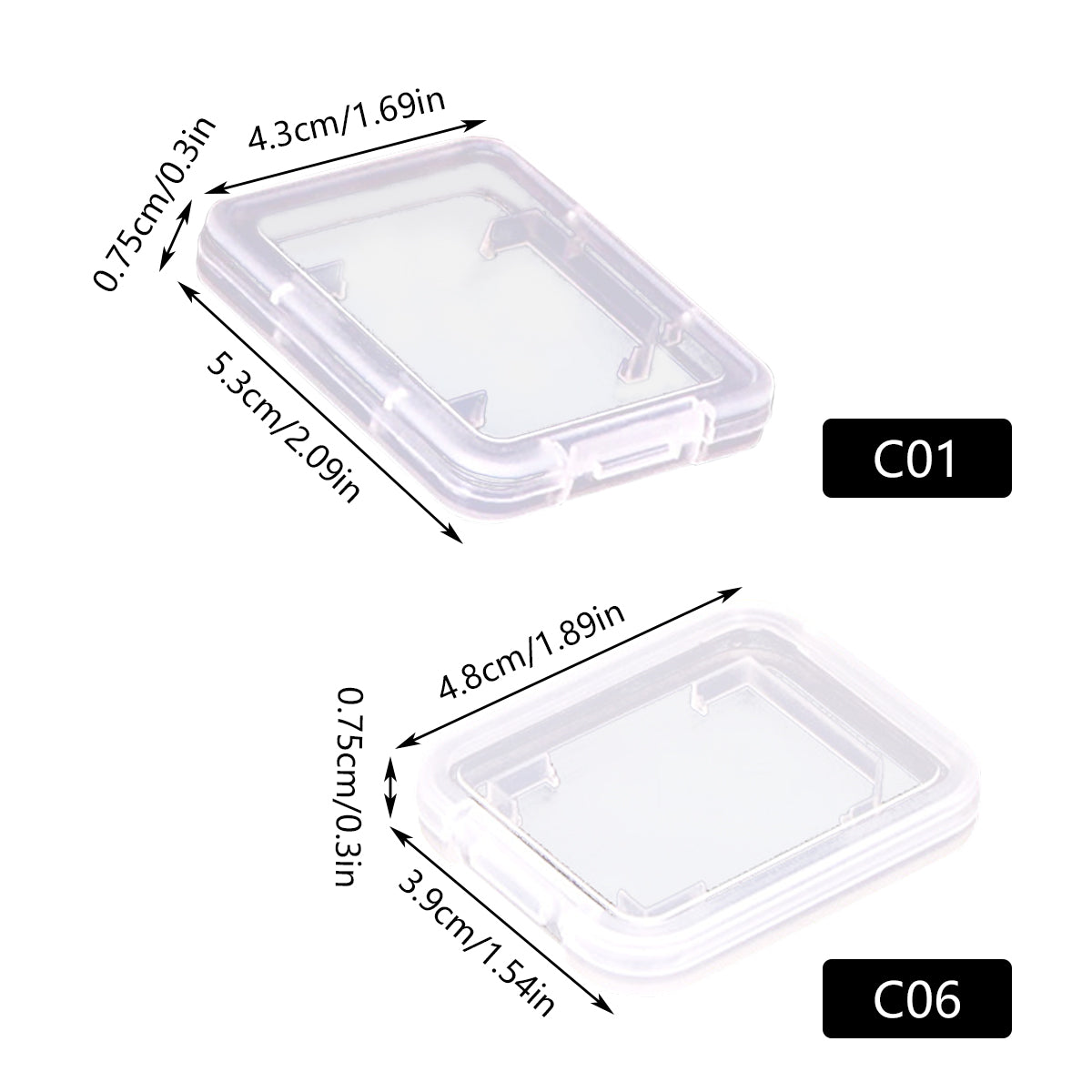 20 PCS Plastic SD Card Storage Case Dustproof Design for Memory Card Organizing