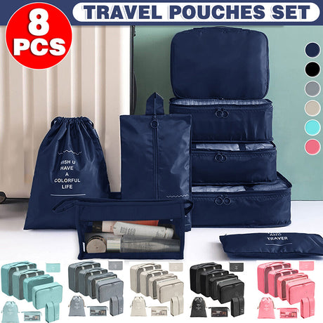 Travel Luggage Organiser Set 8PCS 6Colours Storage Bags