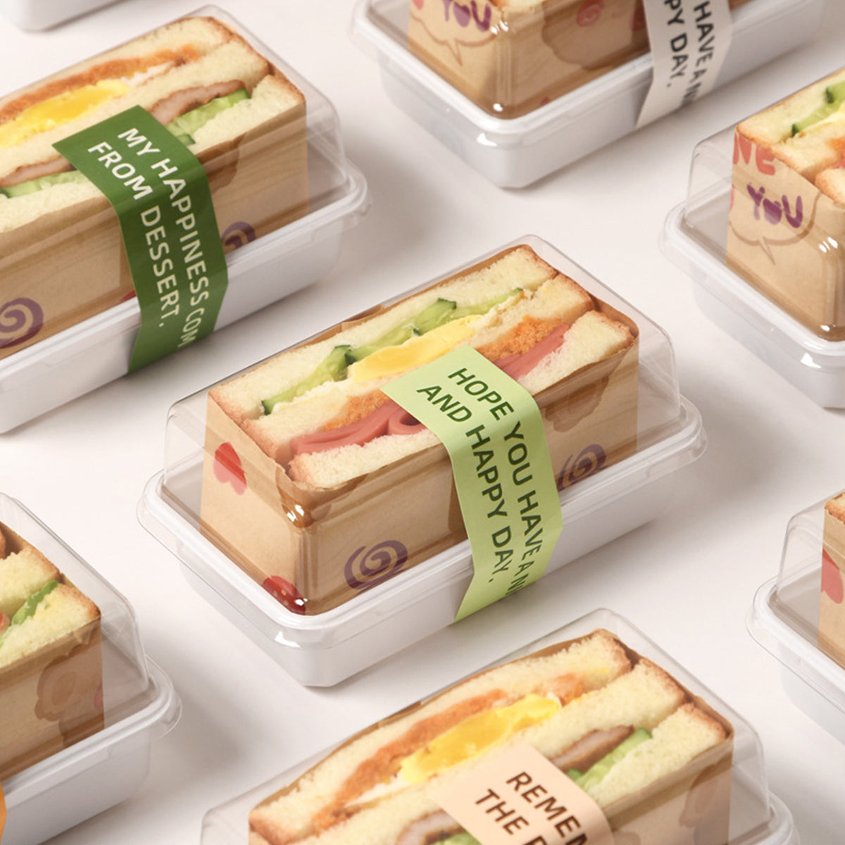 100PCS Clear Sandwich Bento Boxes Food Grade Meal Prep Storage Containers