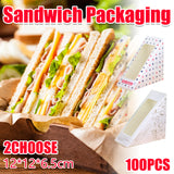 100PCS Transparent Window Sandwich Packaging Boxes Disposable Leakproof Food Safe
