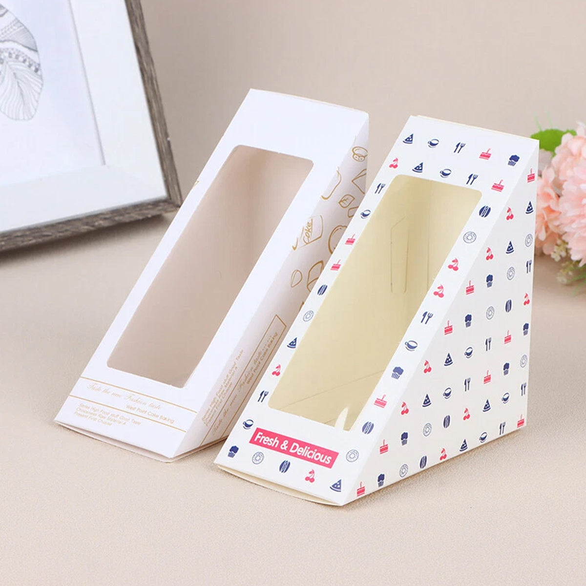 100PCS Transparent Window Sandwich Packaging Boxes Disposable Leakproof Food Safe