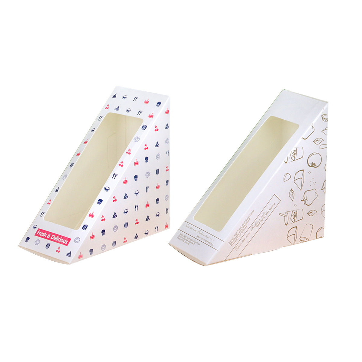 100PCS Transparent Window Sandwich Packaging Boxes Disposable Leakproof Food Safe