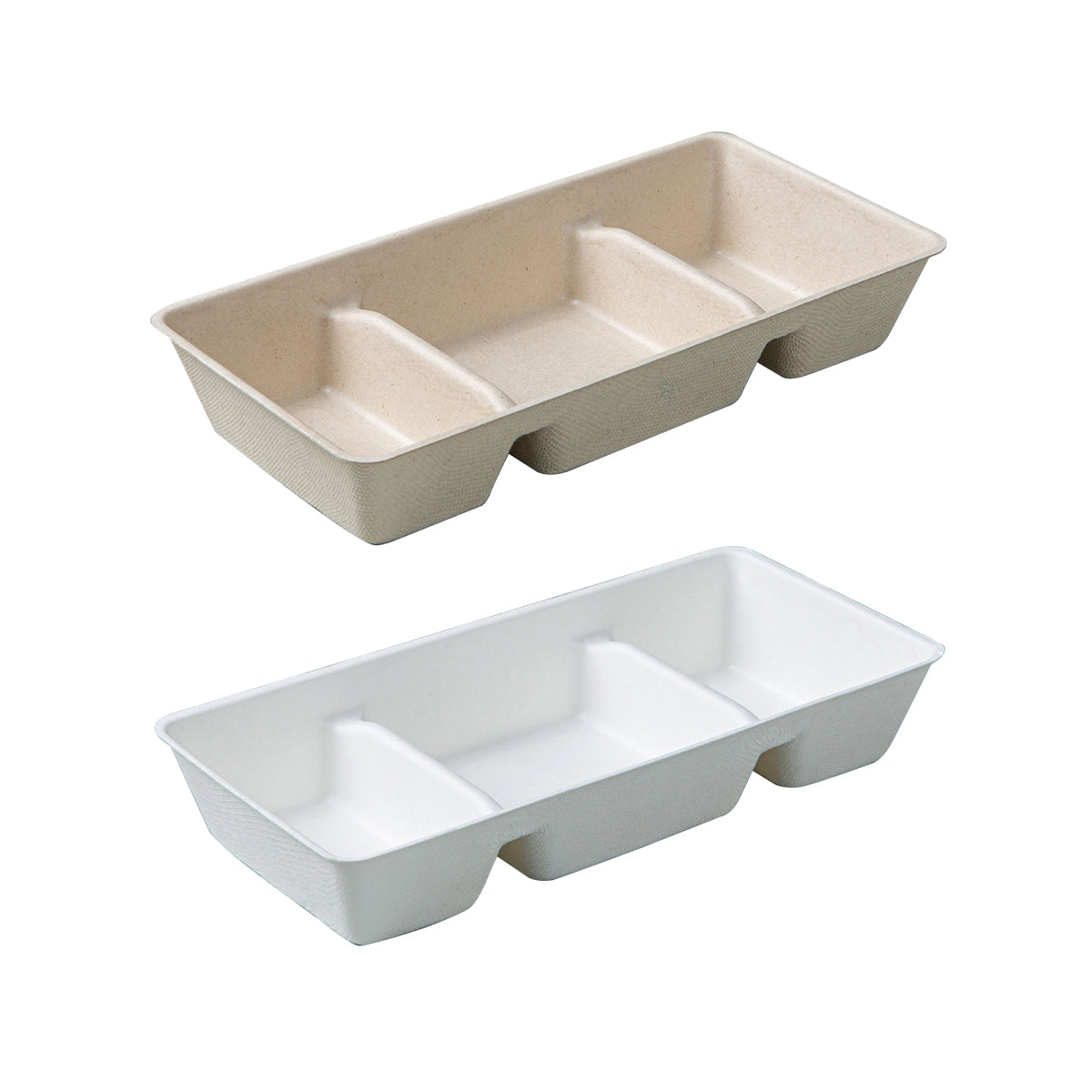 30PCS Disposable Pulp Three Compartment Dip Box for Sushi BBQ Condiment