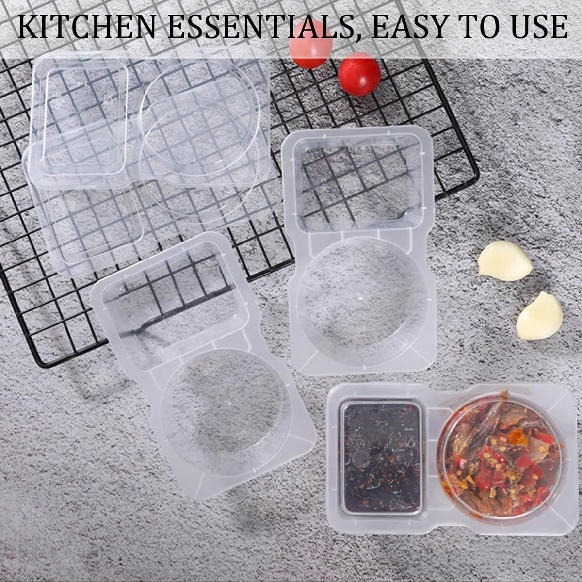 50PCS Disposable Takeaway Sauce Containers Food Grade with Lids