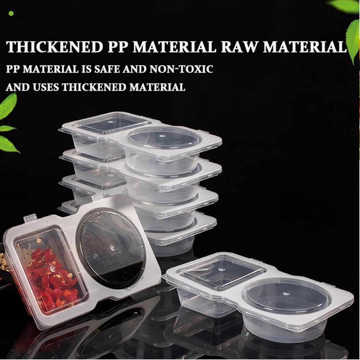 50PCS Disposable Takeaway Sauce Containers Food Grade with Lids