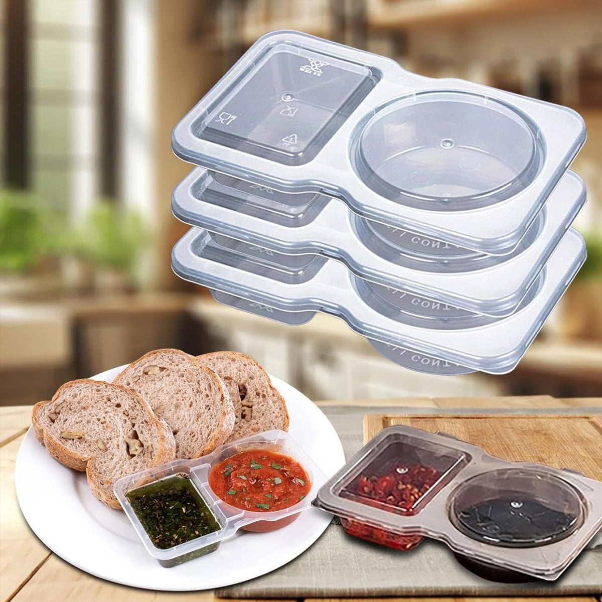 50PCS Disposable Takeaway Sauce Containers Food Grade with Lids