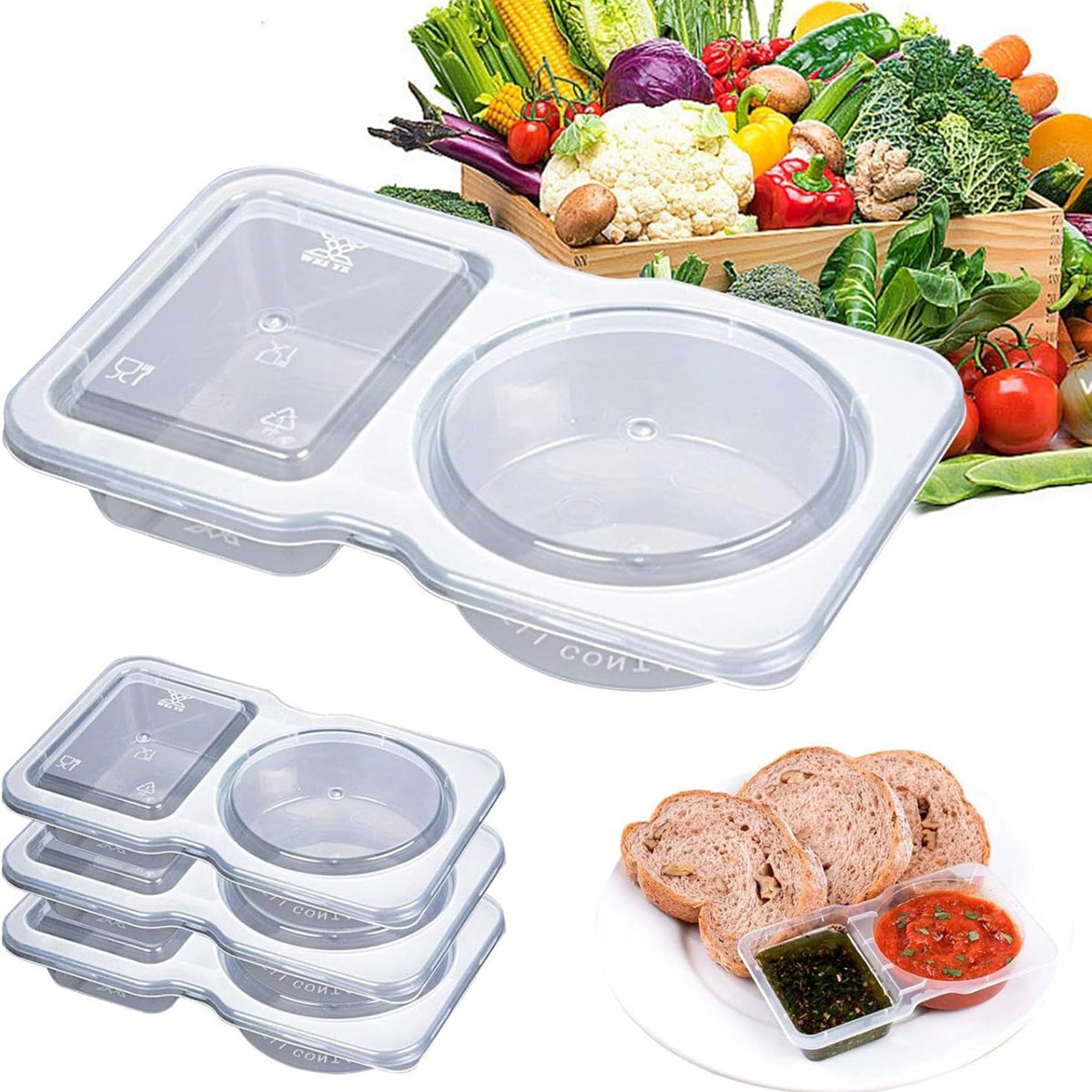 50PCS Disposable Takeaway Sauce Containers Food Grade with Lids