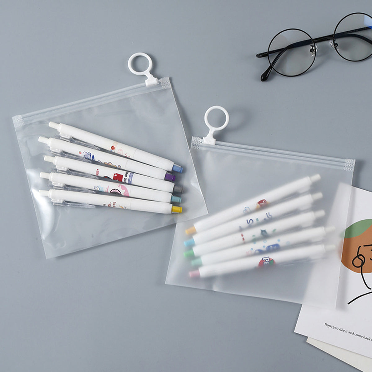 50 Pcs Clear Pull Tab Organizer Bags Daily Essentials Transparent