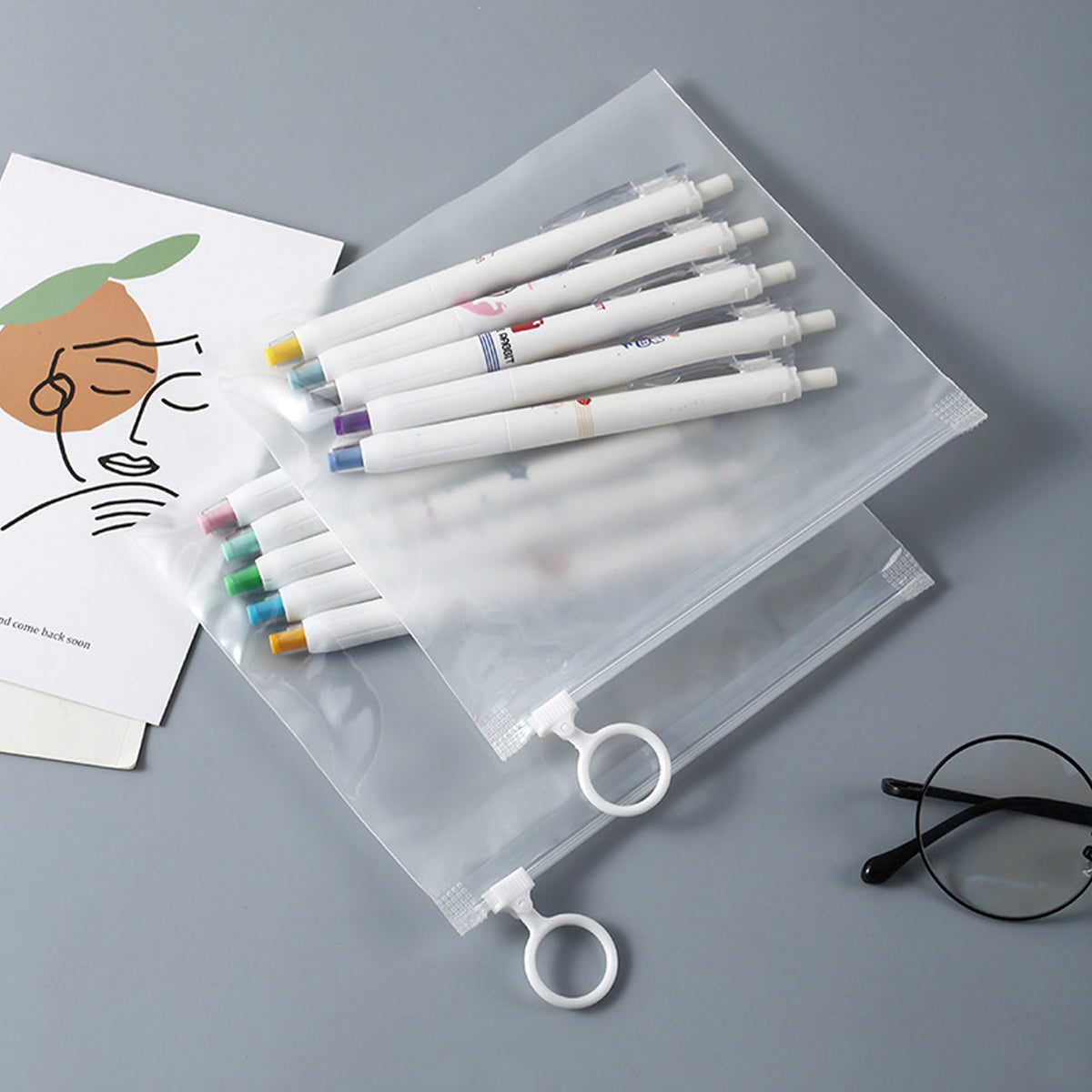 50 Pcs Clear Pull Tab Organizer Bags Daily Essentials Transparent