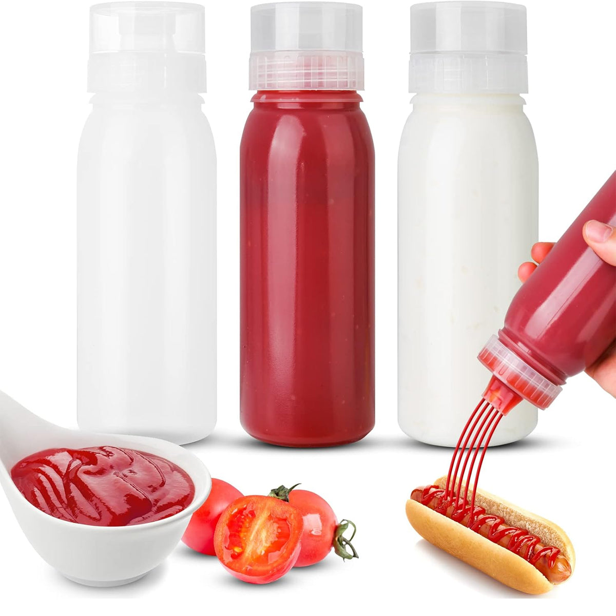 Squeeze Sauce Bottle Multi Hole 380ml 8PCS