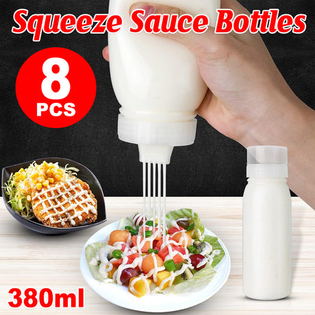 Squeeze Sauce Bottle Multi Hole 380ml 8PCS