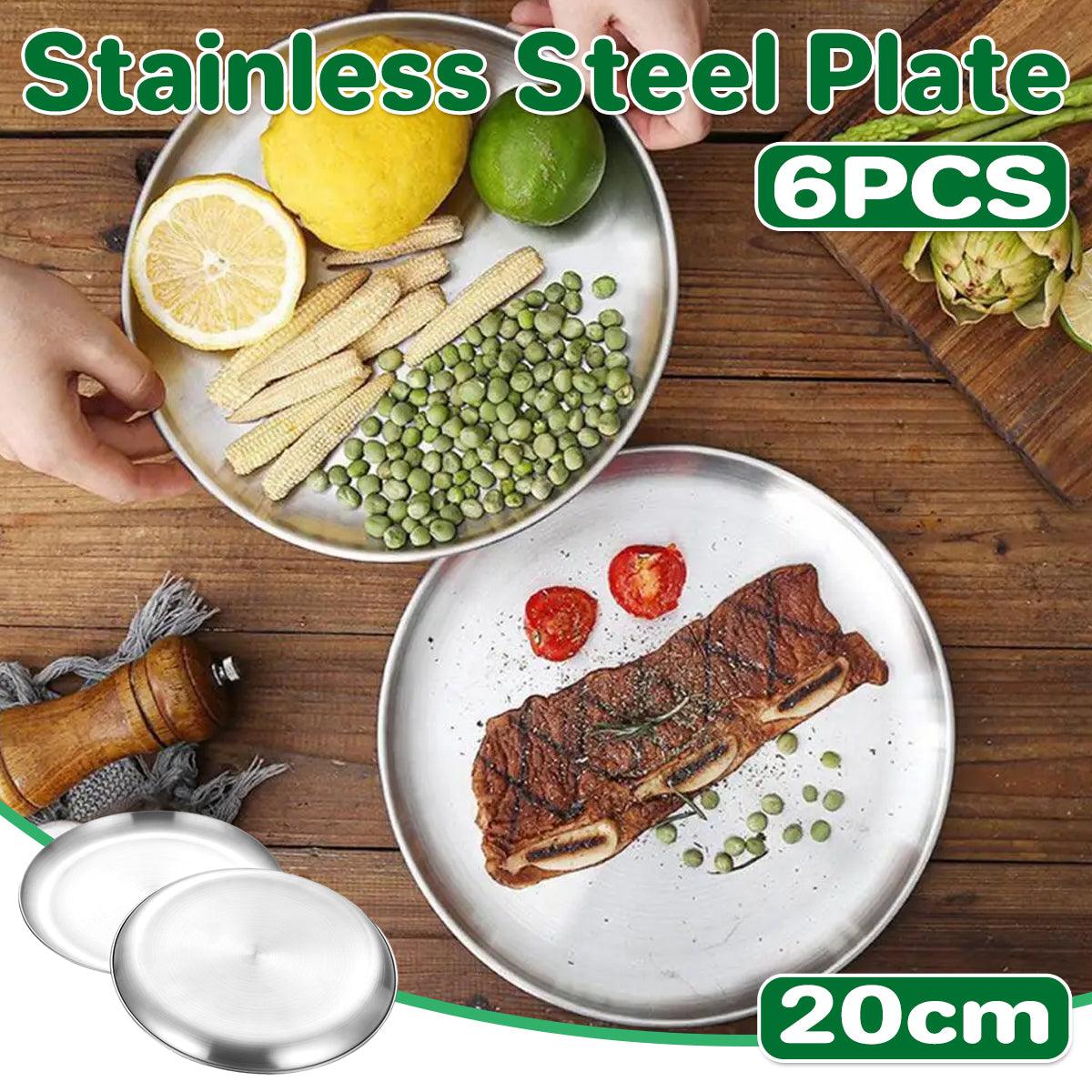 Stainless Steel Round Dinner Plate Set 6PCS