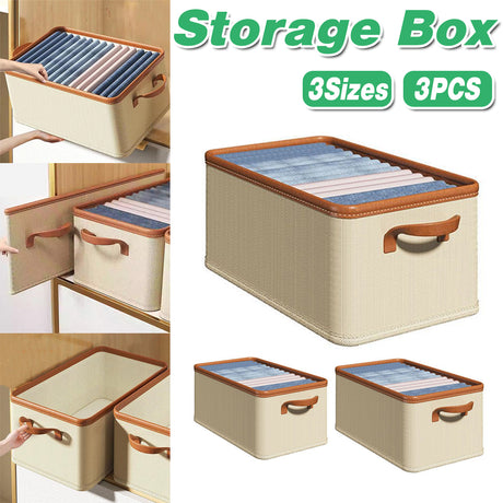 3pcs Folding Storage Boxes Clothes Organizer for Closet