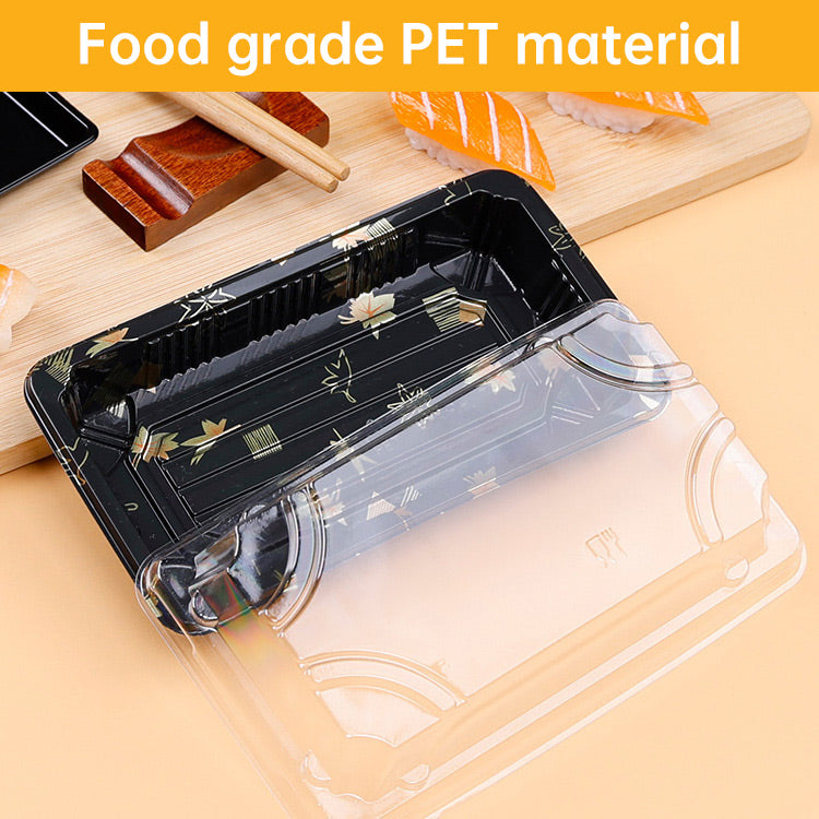 Disposable Transparent Plastic Sushi Salmon Packaging Box Food Grade 50PCS