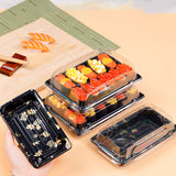 Disposable Transparent Plastic Sushi Salmon Packaging Box Food Grade 50PCS