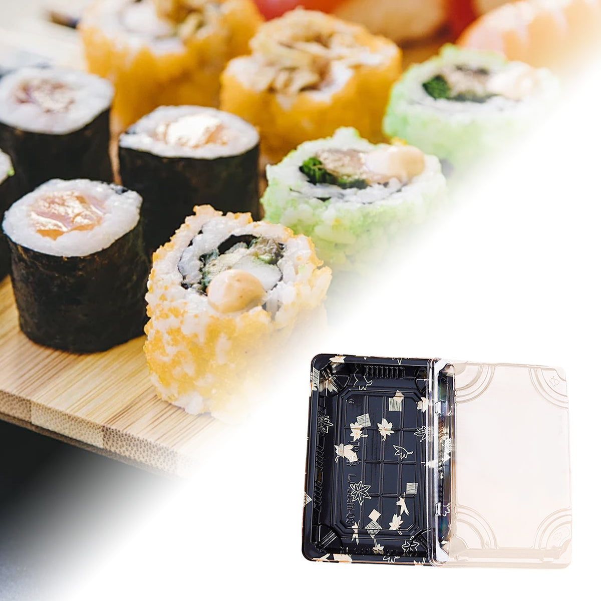 Disposable Transparent Plastic Sushi Salmon Packaging Box Food Grade 50PCS